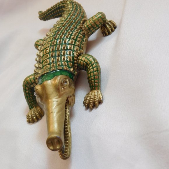 Vintage Crocodile Enameled Rhinestone Figurine - Picture 6 of 6
